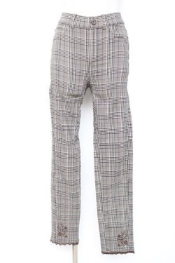 画像1: axes femme / 裾刺繍レギンスパンツ M 茶 Y-25-12-10-111-AX-PA-SZ-ZY