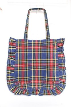 画像2: PINK HOUSE / シャギー起毛タータンチェックトートバッグ  紺 Y-25-12-10-017-LO-BG-SZ-ZY