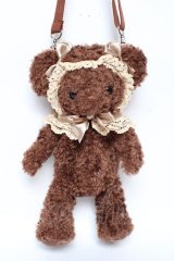 BABY, THE STARS SHINE BRIGHT / くまくみゃポシェット  ブラウン×ゴールドリボン Y-25-12-10-021-BA-BG-SZ-ZY