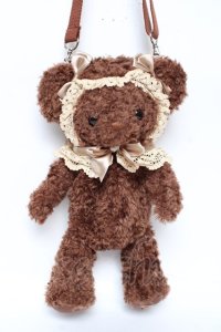 BABY, THE STARS SHINE BRIGHT / くまくみゃポシェット  ブラウン×ゴールドリボン Y-25-12-10-021-BA-BG-SZ-ZY