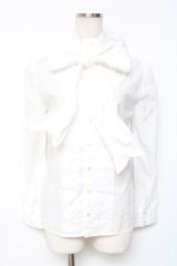 Jane Marple / ワイヤー入りボウリボン付きブラウス M 白 Y-25-12-10-025-JM-BL-SZ-ZY