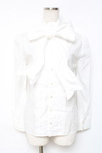 Jane Marple / ワイヤー入りボウリボン付きブラウス M 白 Y-25-12-10-025-JM-BL-SZ-ZY