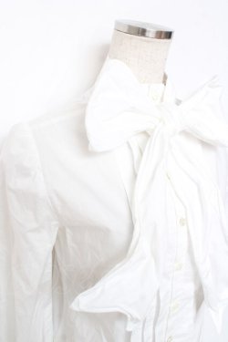 画像3: Jane Marple / ワイヤー入りボウリボン付きブラウス M 白 Y-25-12-10-025-JM-BL-SZ-ZY