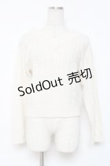 axes femme / Vネックビジューニット  生成り Y-25-12-11-031-AX-TO-SZ-ZY