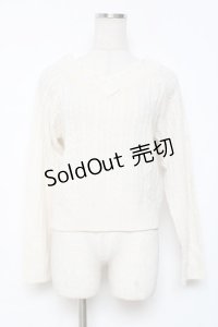 axes femme / Vネックビジューニット  生成り Y-25-12-11-031-AX-TO-SZ-ZY