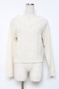 画像1: axes femme / Vネックビジューニット  生成り Y-25-12-11-031-AX-TO-SZ-ZY