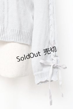 画像4: axes femme / 袖レースアップニット  サックス Y-25-12-11-033-AX-TO-SZ-ZY