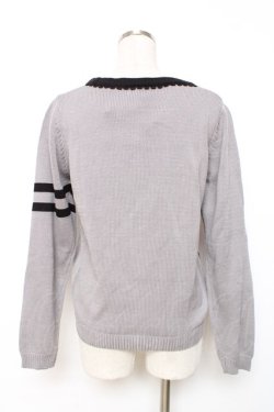 画像2: axes femme / 刺繍入りチルデンニットカーディガン  グレー Y-25-12-11-037-AX-TO-AS-ZY