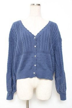 画像1: axes femme / 透かし編みニットカーディガン F ブルー Y-25-12-11-038-AX-TO-SZ-ZY
