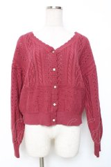 axes femme / 透かし編みニットカーディガン F ピンク Y-25-12-11-039-AX-TO-SZ-ZY