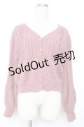 axes femme / 透かし編みニットカーディガン F ピンク Y-25-12-11-040-AX-TO-SZ-ZS