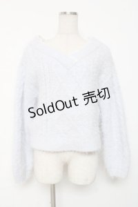 axes femme POETIQUE / フェザーニットトップス M サックス Y-25-12-11-042-AX-TO-SZ-ZY