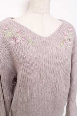 画像3: axes femme / パール使いフラワー刺しゅうニット M ラベンダー Y-25-12-11-046-AX-TO-SZ-ZY