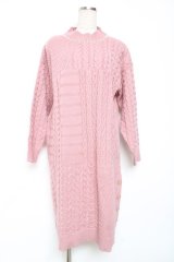 axes femme / ネックレス付ニットワンピース M ピンク Y-25-12-11-050-AX-OP-SZ-ZY