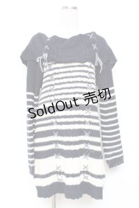 axes femme / レースアップニットワンピース  白×紺 Y-25-12-11-052-AX-OP-SZ-ZY