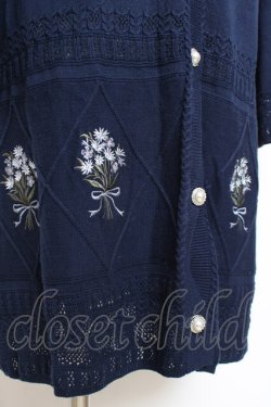 画像3: axes femme / ブーケ刺繍ロングニットカーディガン M 紺 Y-25-12-11-053-AX-TO-SZ-ZY