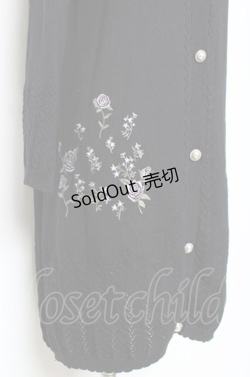 画像3: axes femme / バラ刺繍ロングニットカーデ M 黒 Y-25-12-11-054-AX-TO-SZ-ZY (3)