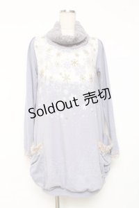 axes femme / 雪の結晶プリントチュニ  サックス Y-25-12-11-057-AX-OP-SZ-ZY