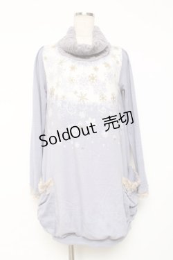 画像1: axes femme / 雪の結晶プリントチュニ  サックス Y-25-12-11-057-AX-OP-SZ-ZY