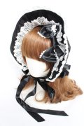 BABY, THE STARS SHINE BRIGHT / Rose Dollハーフボンネット  ブラック×白レース Y-25-12-11-008-BA-AC-SZ-ZY