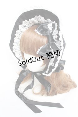 画像1: BABY, THE STARS SHINE BRIGHT / Rose Dollハーフボンネット  ブラック×白レース Y-25-12-11-008-BA-AC-SZ-ZY
