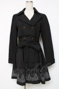 axes femme / 裾刺繍トレンチ風コート M 黒 Y-25-12-11-068-AX-CO-SZ-ZY