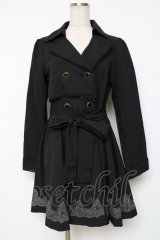 axes femme / 裾刺繍トレンチ風コート M 黒 Y-25-12-11-068-AX-CO-SZ-ZY