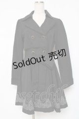 axes femme / 裾刺繍トレンチ風コート M 黒 Y-25-12-11-068-AX-CO-SZ-ZY