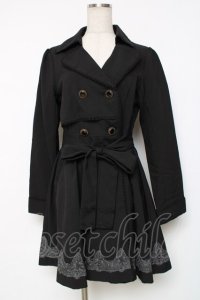 axes femme / 裾刺繍トレンチ風コート M 黒 Y-25-12-11-068-AX-CO-SZ-ZY