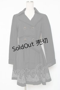 axes femme / 裾刺繍トレンチ風コート M 黒 Y-25-12-11-068-AX-CO-SZ-ZY