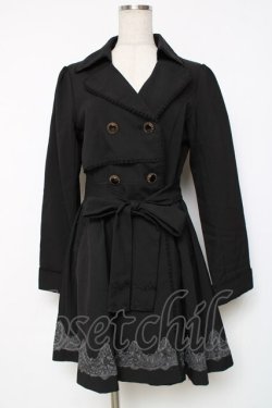 画像1: axes femme / 裾刺繍トレンチ風コート M 黒 Y-25-12-11-068-AX-CO-SZ-ZY