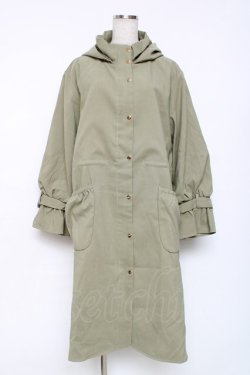 画像1: axes femme / バックプリーツロングモッズ M グリーン Y-25-12-11-069-AX-CO-SZ-ZY