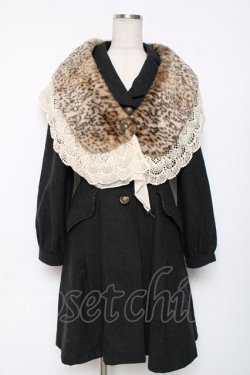 画像1: axes femme / ファーストール付きワンピコート M 黒 Y-25-12-11-078-AX-CO-SZ-ZY