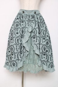 axes femme / フロッキースリットスカート  グリーン Y-25-12-11-085-AX-SK-SZ-ZY