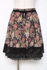 axes femme / 花柄スカート  黒 Y-25-12-11-086-AX-CO-SZ-ZY