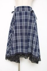axes femme / マドラスチェック裾切替スカート M 紺 Y-25-12-11-087-AX-SK-SZ-ZY