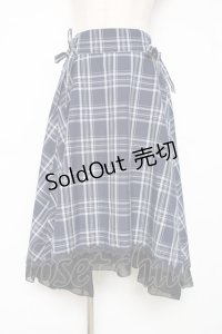 axes femme / マドラスチェック裾切替スカート M 紺 Y-25-12-11-087-AX-SK-SZ-ZY