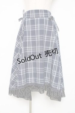 画像1: axes femme / マドラスチェック裾切替スカート M 紺 Y-25-12-11-087-AX-SK-SZ-ZY