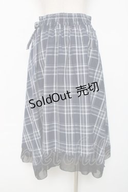 画像2: axes femme / マドラスチェック裾切替スカート M 紺 Y-25-12-11-087-AX-SK-SZ-ZY