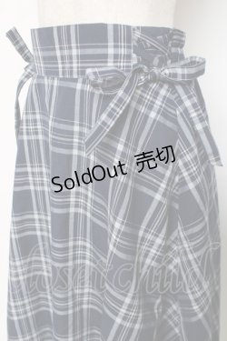 画像3: axes femme / マドラスチェック裾切替スカート M 紺 Y-25-12-11-087-AX-SK-SZ-ZY