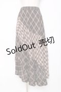 axes femme / チェック切替ロングスカート M 茶 Y-25-12-11-089-AX-SK-SZ-ZY