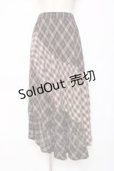 axes femme / チェック切替ロングスカート M 茶 Y-25-12-11-089-AX-SK-SZ-ZY