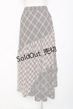 画像2: axes femme / チェック切替ロングスカート M 茶 Y-25-12-11-089-AX-SK-SZ-ZY