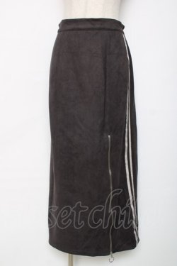 画像1: axes femme / カットスエードジップスカート F チャコール Y-25-12-11-093-AX-SK-SZ-ZY