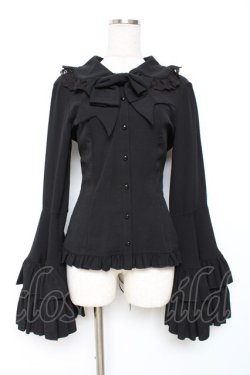 画像1: ATELIER PIERROT / 丸襟姫袖ブラウス  黒 Y-25-12-11-010-EL-BL-SZ-ZY