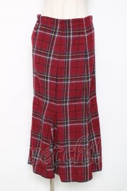画像1: axes femme / チェック柄マーメイドスカート  赤 Y-25-12-11-096-AX-SK-SZ-ZY