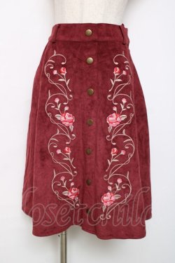 画像1: Honey Cinnamon / 刺繍スカート  ワイン Y-25-12-11-098-LO-SK-AS-ZY