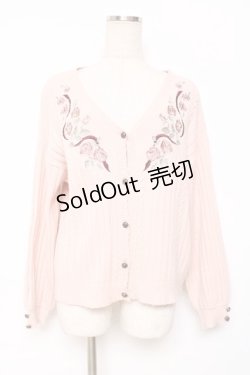 画像1: axes femme / ガーデニング刺繍カーディガン  ピンク Y-25-12-11-012-AX-TO-SZ-ZY