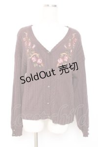 axes femme / ガーデニング刺繍カーディガン  ブラウン Y-25-12-11-013-AX-TO-SZ-ZY