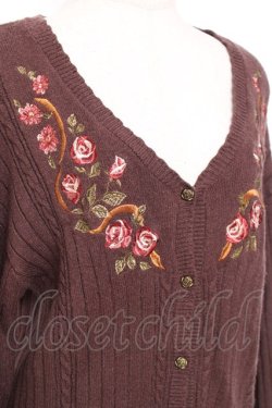 画像3: axes femme / ガーデニング刺繍カーディガン  ブラウン Y-25-12-11-013-AX-TO-SZ-ZY